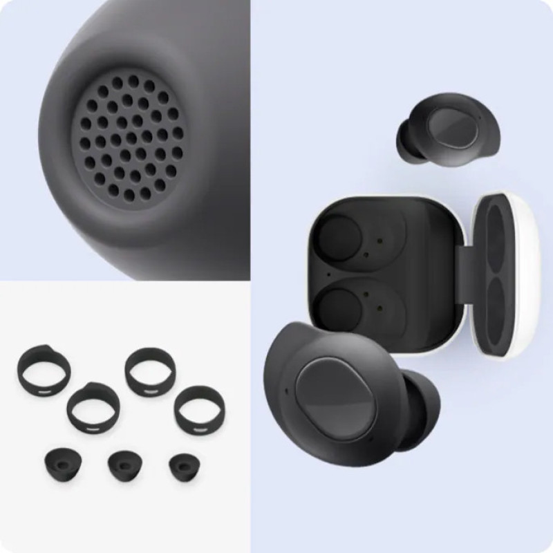 هدفون بلوتوثی سامسونگ مدل Galaxy Buds FE با نویز کنسلینگ فعال (ANC)، درگاه شارژ USB Type-C، دارای میکروفون دوگانه، مقاوم در برابر رطوبت و عرق