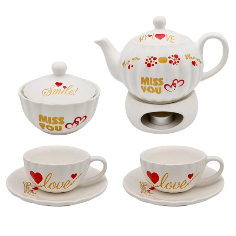 سرویس چای خوری 9 پارچه مناسب برای 2 نفره مدل صدفی کد 2411P9xmiss