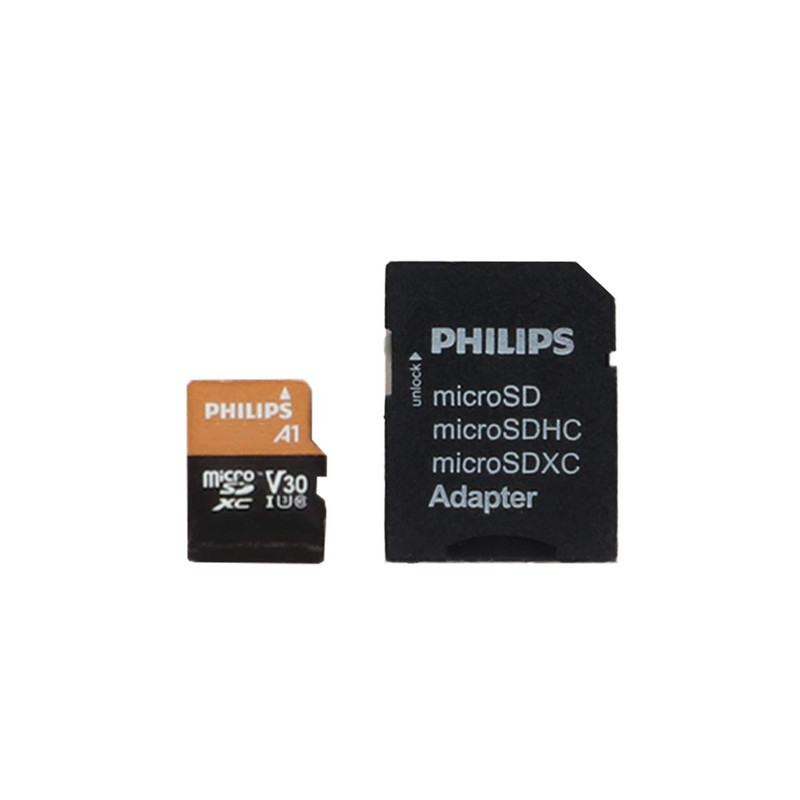 کارت حافظه MicroSDHC فیلیپس مدل Ultra pro کلاس 10 استاندارد UHS-I U3 سرعت 100MBps ظرفیت 128گیگابایت به همراه آداپتور