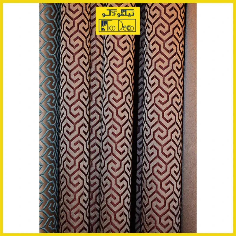 پرده پانچ تیکو دکو مدل ساتن ژاکارت طرحدار ابریشم بافت دار  سایز 280x300 سانتی‌متر