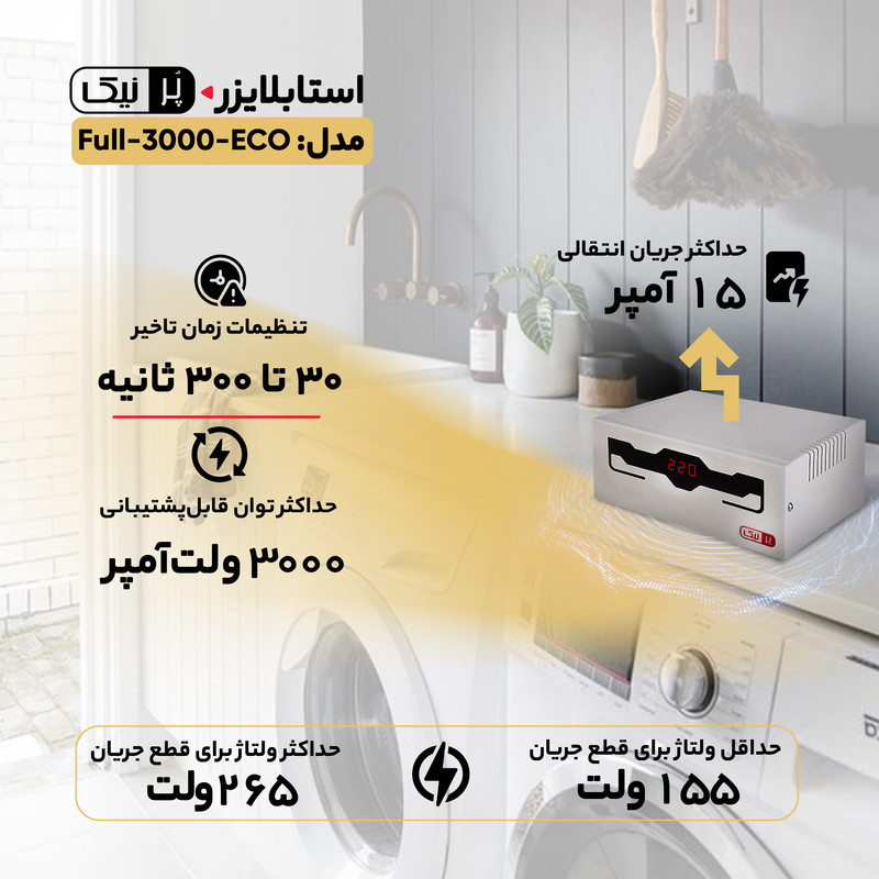 استابلایزر پرنیک مدل ECO-3000-Full ظرفیت 3000 ولت آمپر