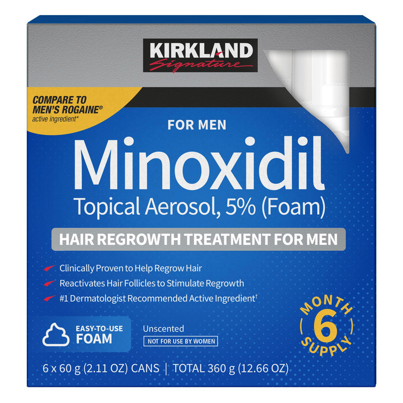 فوم ضد ریزش مو کرکلند مدل Minoxidil 5% حجم 360 میلی لیتر مجموعه 6 عددی