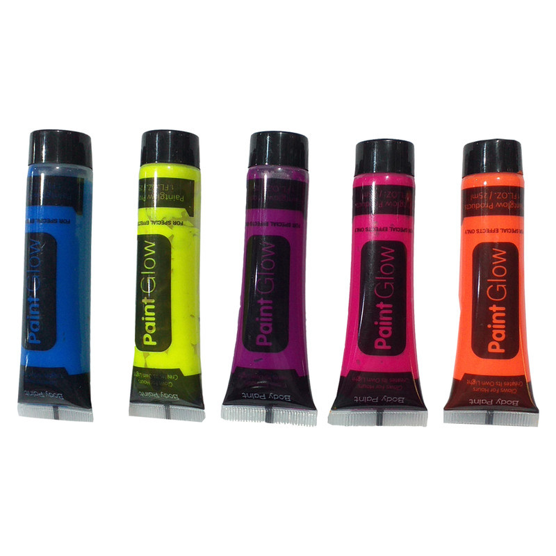 رنگ صورت و بدن بلک‌لایت Paint Glow مدل قابل پاک شدن بسته 5 عددی