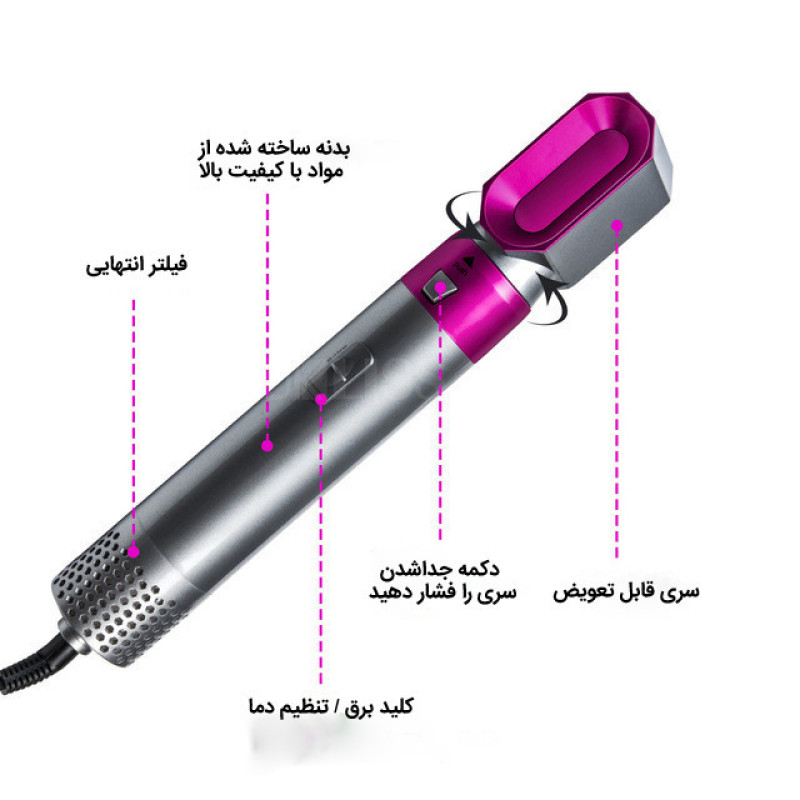 سشوار برس دار حالت دهنده مدل 5 + 1