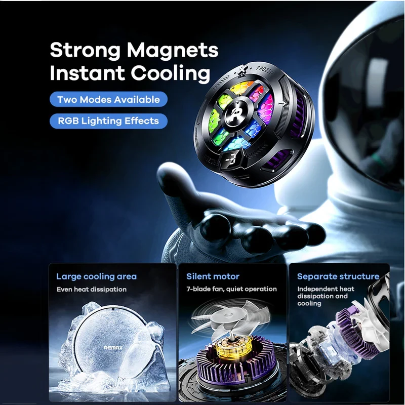 خنک کننده گوشی موبایل ریمکس مدل Magnetic Cooler With Temperature display RT-F7i