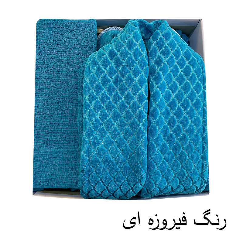 سرویس  حوله پالتویی ۳ تکه هنرمند مدل پولکی سایز ۱۲۵
