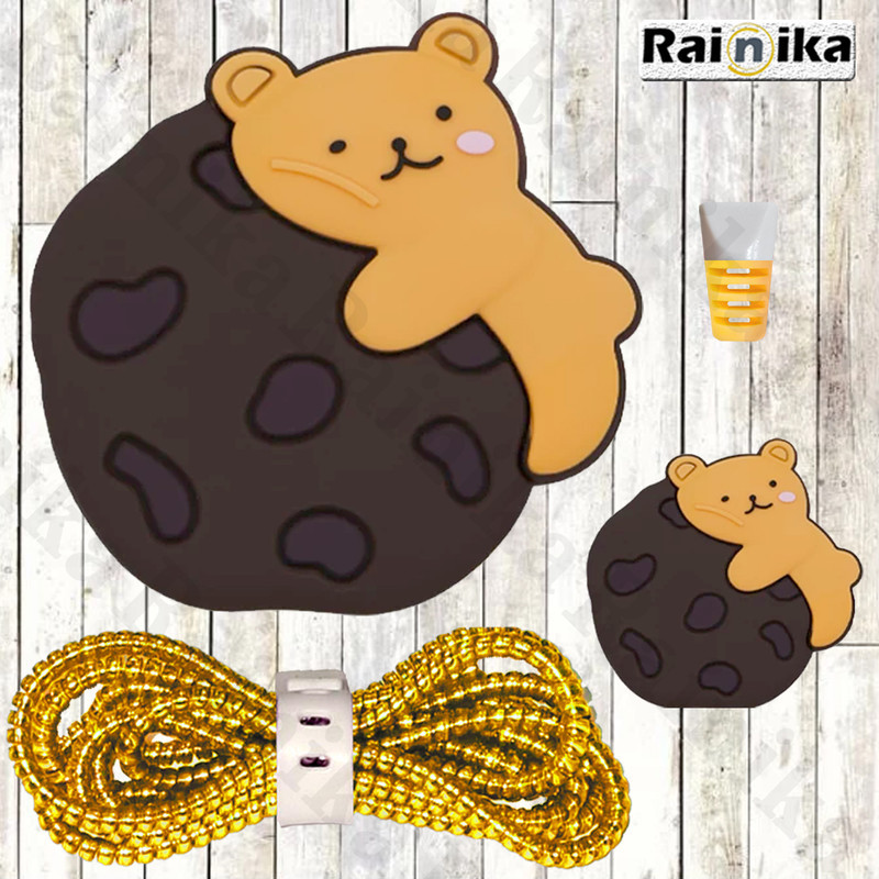 محافظ کابل شارژر دیواری رینیکا مدل Teddy Biscuit BA مناسب برای شارژر اپل 20 وات ba مجموعه 5 عددی