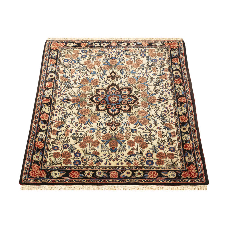 فرش دستبافت نیم متری طرح بیجار  کد 45P534 زمینه کرم