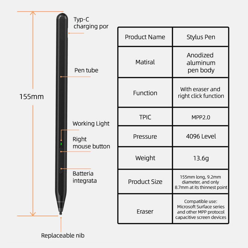 قلم لمسی یوجیک مدل Surface C581c مناسب برای مایکروسافت سرفیس