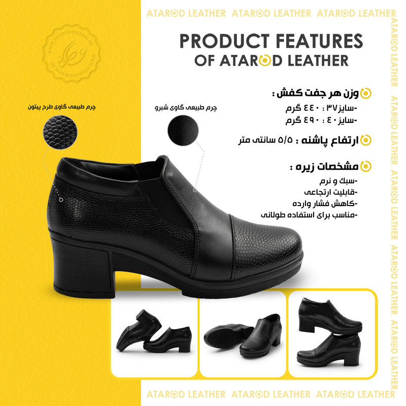 کفش پاشنه‌دار زنانه چرم عطارد مدل چرم طبیعی کد SH370
