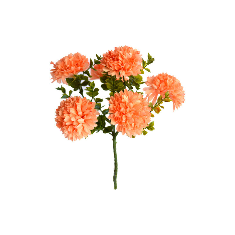 گل مصنوعی بوته داوودی 6 گل از پارچه، ابعاد 20x20x35 سانتی‌متر، وزن 70 گرم