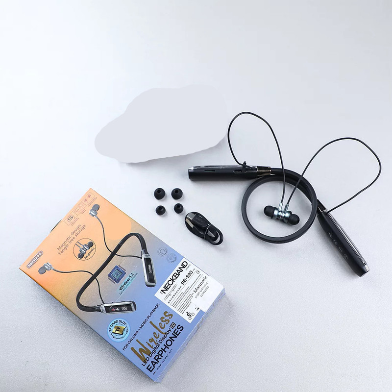 هدفون بلوتوثی گردنی ریمکس مدل RB-S20 با حذف نویز HD، درگاه شارژ USB Type-C، با قابلیت اتصال به چند دستگاه، طراحی ارگونومیک، مقاوم در برابر رطوبت و عرق