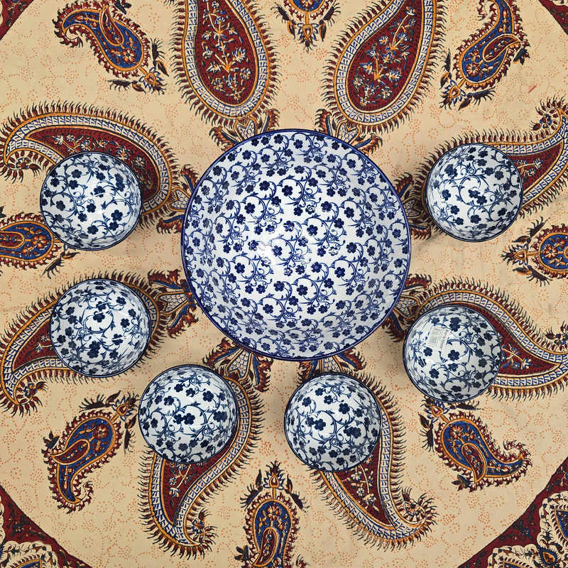 ست 7 پارچه آجیل‌خوری و انارخوری چینی دنی هوم مدل انارخوری، مناسب شستشو با دست و ماشین ظرفشویی، کاسه بزرگ با قطر 20 سانتی‌متر و ارتفاع 10 سانتی‌متر، کاسه‌های کوچک با قطر 8 سانتی‌متر و ارتفاع 5 سانتی‌متر