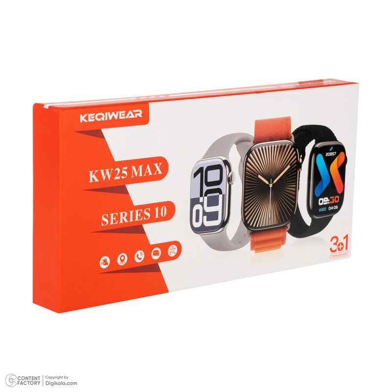 ساعت هوشمند 45 میلی‌متری کیوکویر مدل KW25 MAX series 10 با بند سیلیکونی