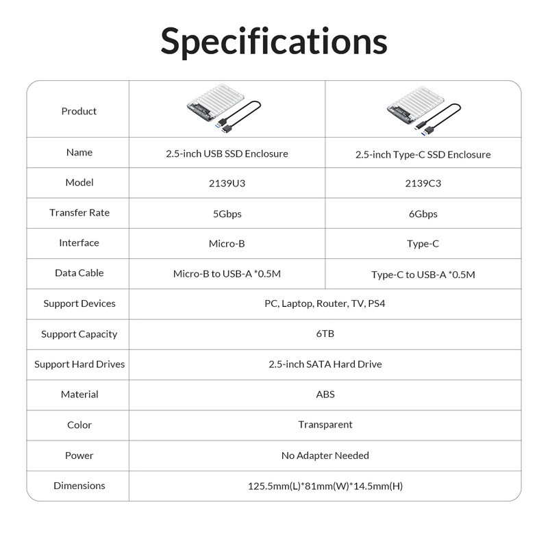 قاب هارددیسک اکسترنال  2.5 اینچی USB 3.0 اوریکو مدل 2139U3-V1