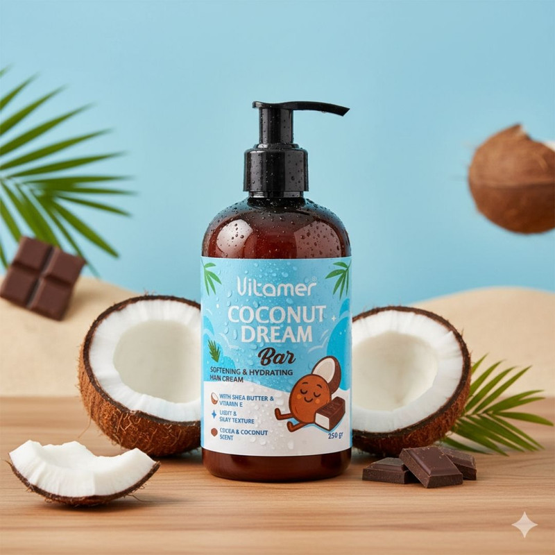 کرم مرطوب‌کننده و آبرسان بدن ویتامر مدل Coconut Dream مناسب برای انواع پوست حجم 250 میلی‌لیتر