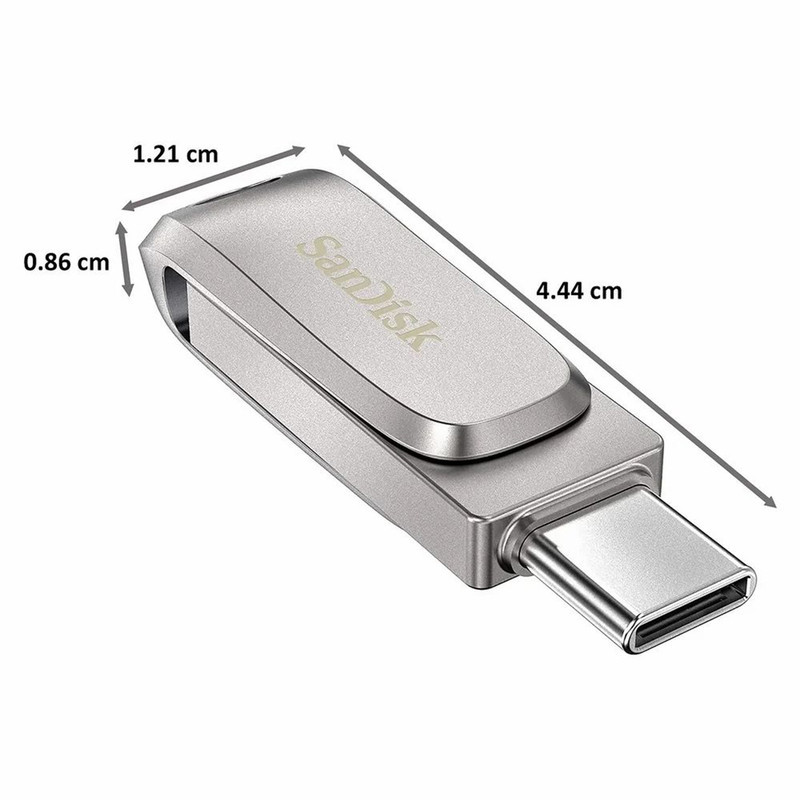فلش مموری سن دیسک مدل Luxe ظرفیت 32 گیگابایت سرعت خواندن 150 مگابایت بر ثانیه اتصال USB-C طراحی ساده و وزن 19 گرم