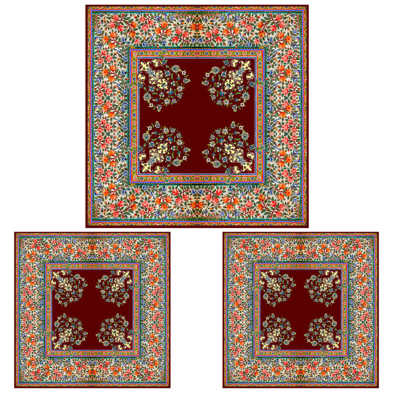 ست رومیزی سه تکه طرح گل ریز کد 9987.3