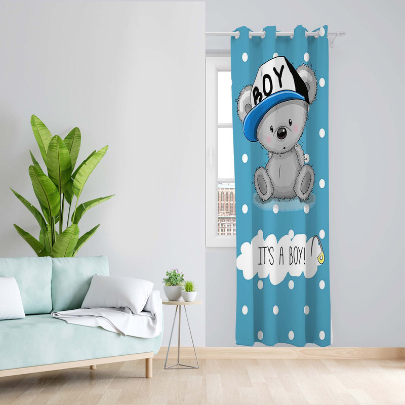 پرده طرح کودک کوآلا مدل مخمل پانچی کد 5345 z سایز 140x200 سانتی متر