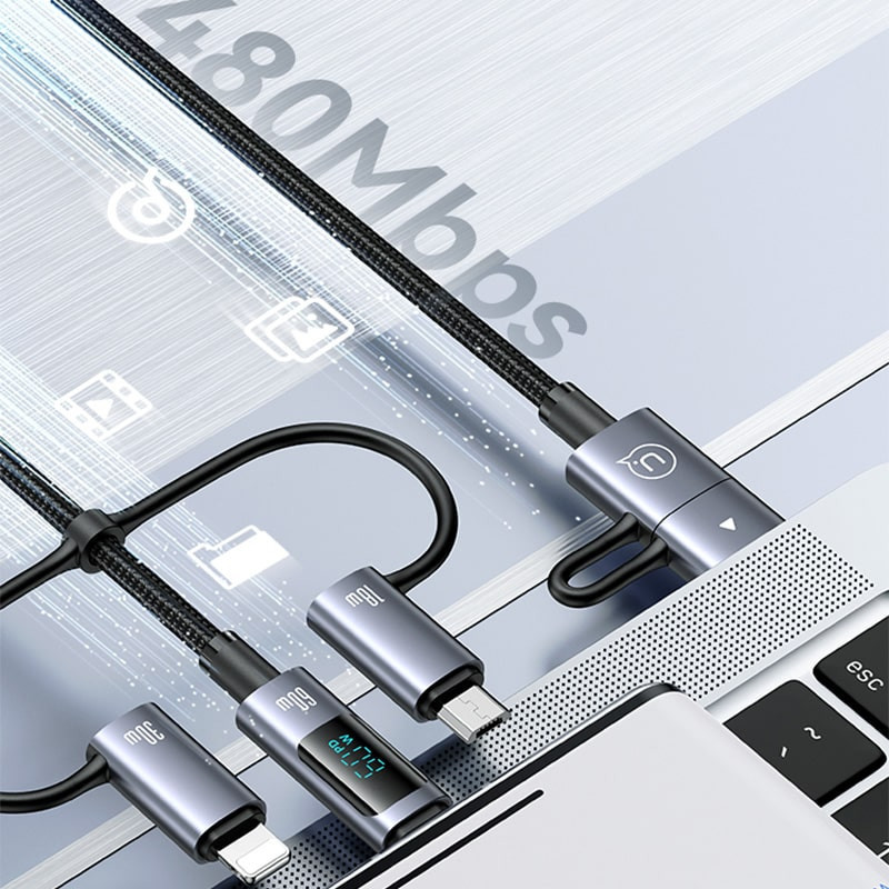 کابل تبدیل usb  usb-c به usb-c  micro usb  لایتنینگ یوسمز مدل sj736 طول 2 متر
