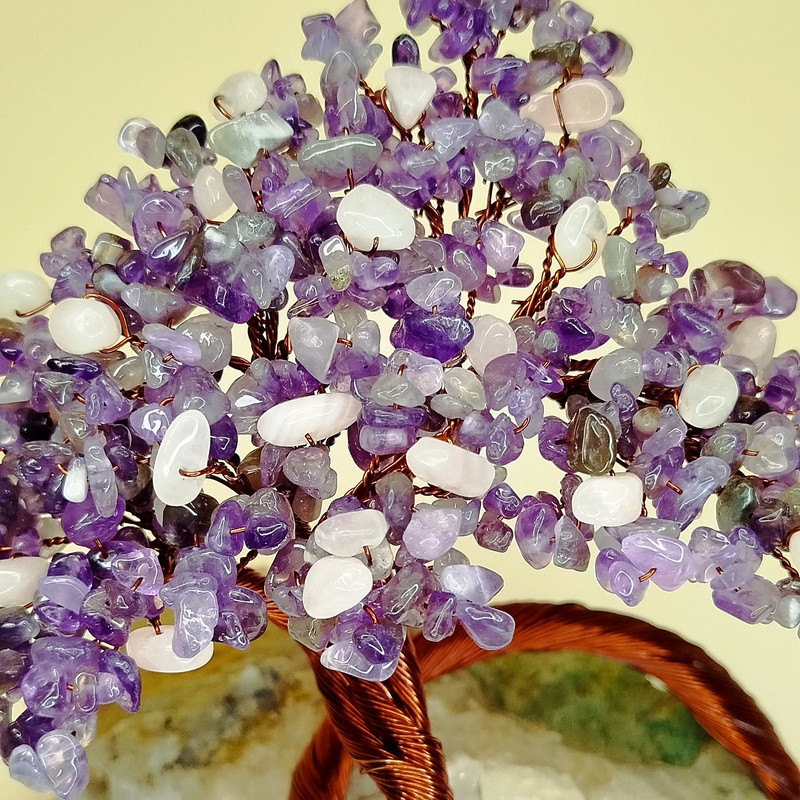 دکوری مدل درختچه سنگی امیتیست و رز کوارتز کد ۲۶۳