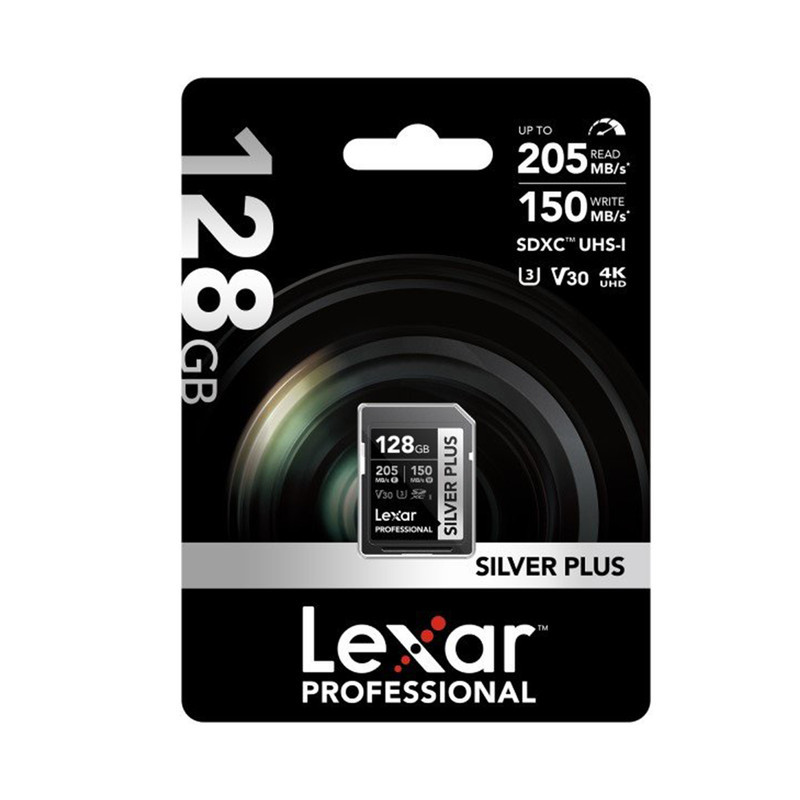 کارت حافظه SDXC لکسار مدل Professional SILVER PLUSکلاس 10 استاندارد UHS-I U3 سرعت 205MBps ظرفیت 128 گیگابایت