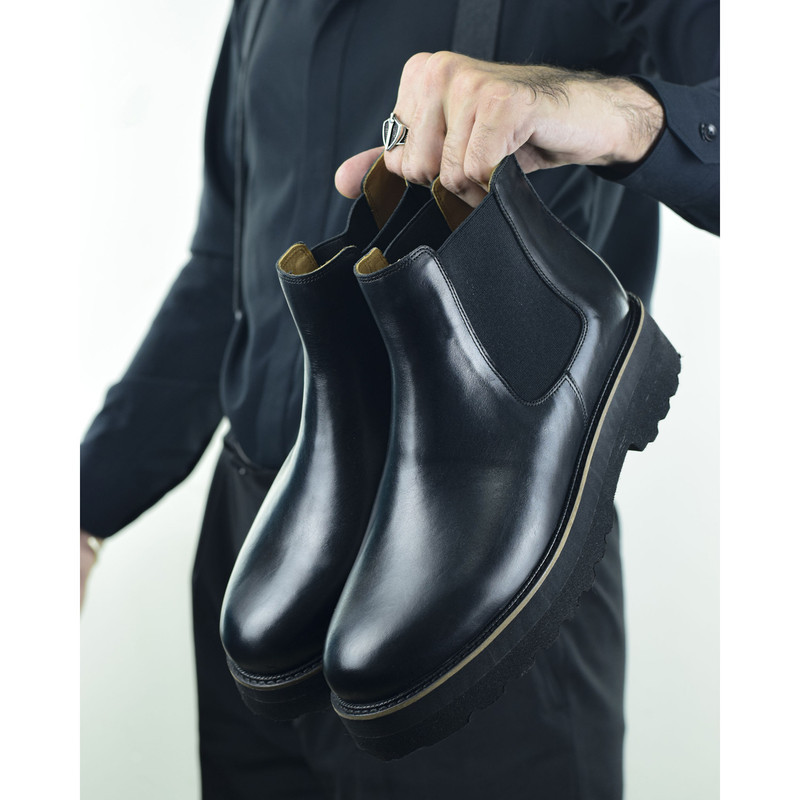 نیم بوت مردانه کرمانی مدل چرم طبیعی دستدوز کد 662