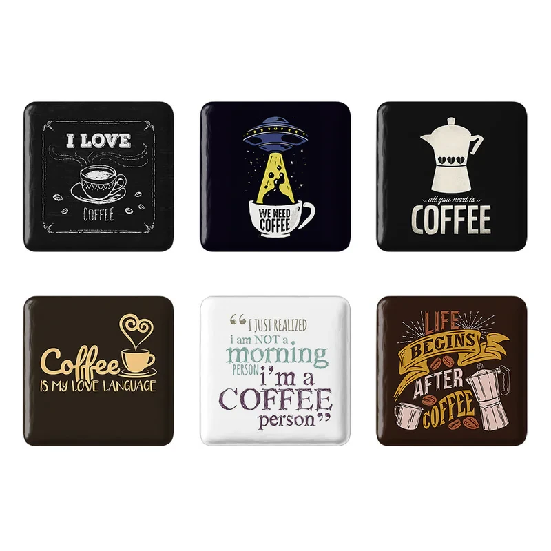 مگنت خندالو طرح قهوه Coffee کد 1334B مجموعه 6 عددی