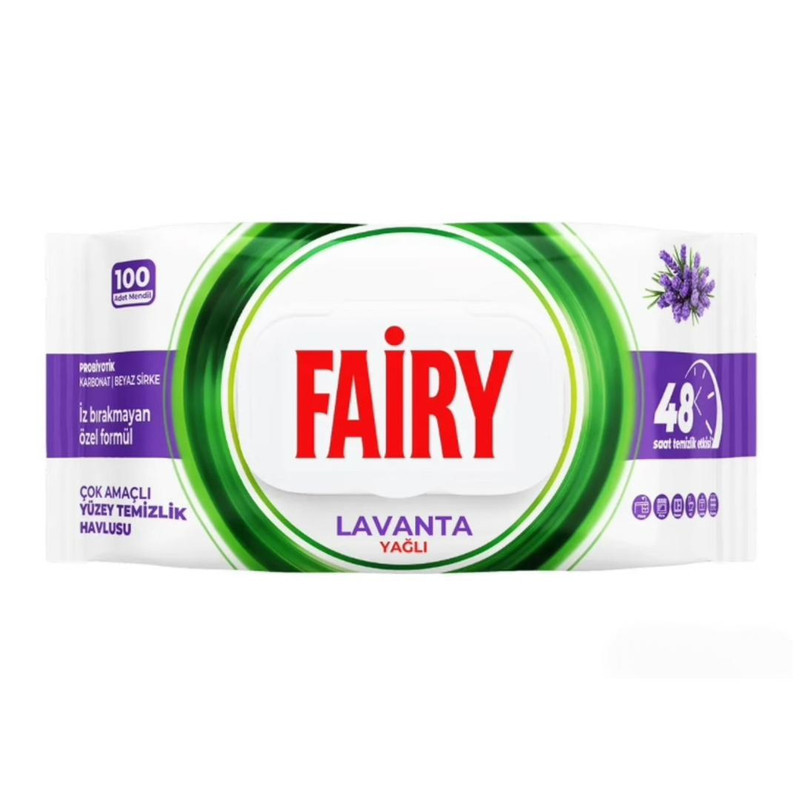 دستمال مرطوب فیری مدل Lavanta بسته 100 عددی