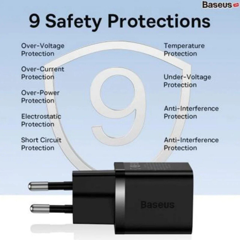 شارژر دیواری 30 وات بیسوس مدل GAN5 mini 30W به همراه کابل تبدیل USB-C