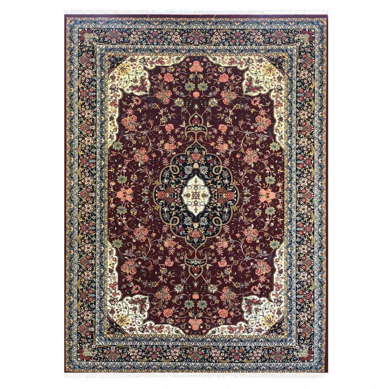 فرش ماشینی ستاره کویر یزد مدل شاهکارنوین کد n-83 زمینه لاکی
