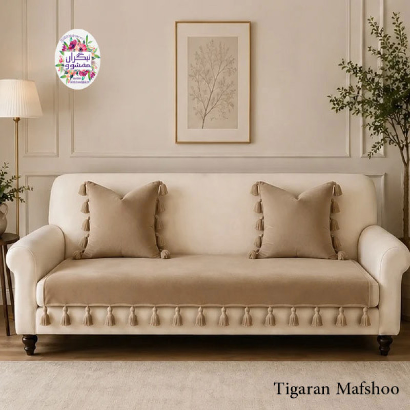 کوسن تیگران مفشوو مدل  BIGMNL سایز 38×38 سانتی متر مجموعه 2 عددی به همراه شال مبل