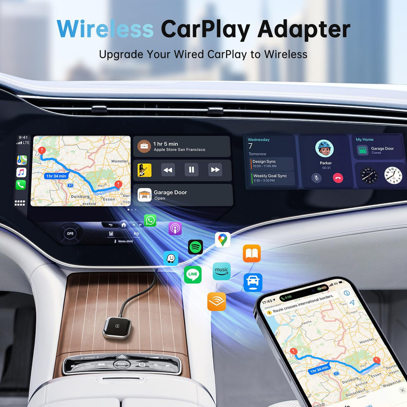 کارپلی و اندروید اتو مدلwireless CarplayAndroid Auto به همراه مبدل USB به Type-C