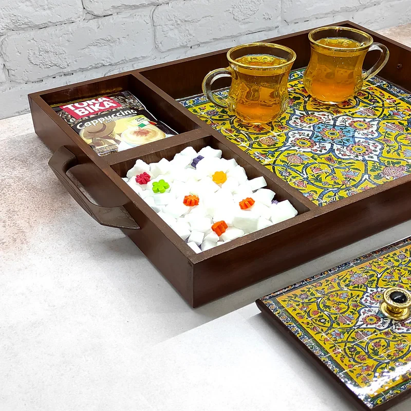 سینی چوبی رزینی مدل نوش نگار کد34