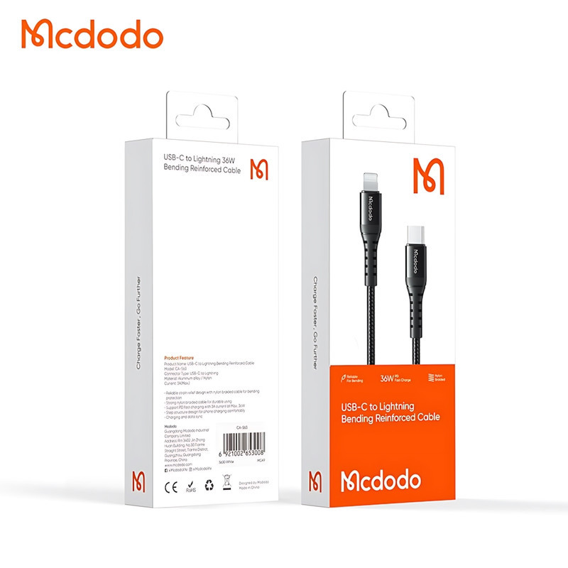کابل تبدیل USB-C به لایتنینگ مک دودو مدل CA-563 طول 0.2 متر