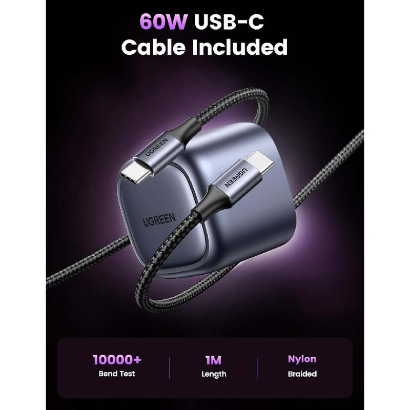 شارژر دیواری 30 وات یوگرین مدل CD305-25114 به همراه کابل تبدیل USB-C