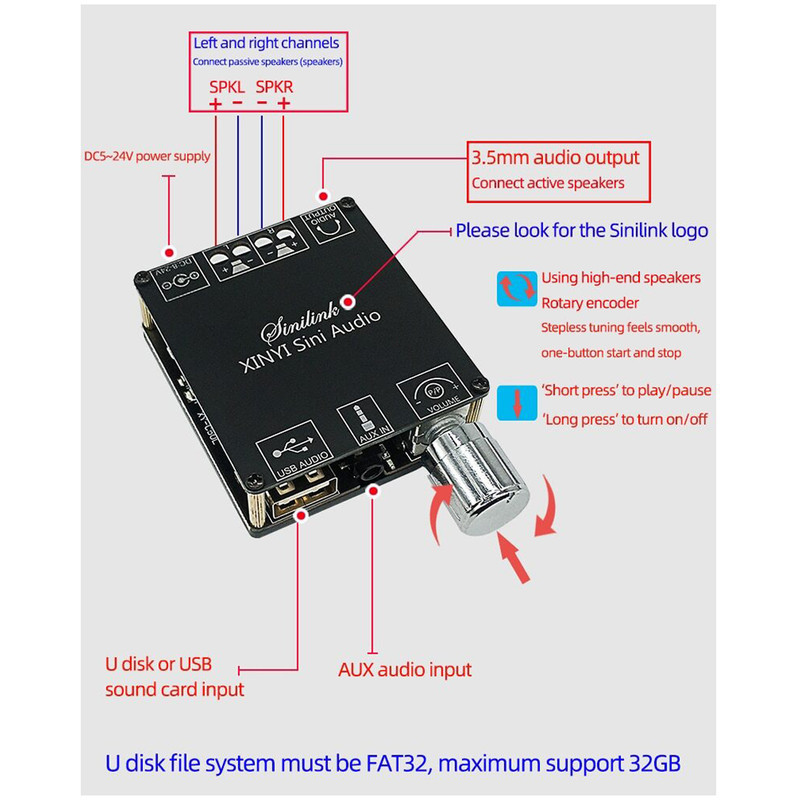 ماژول آمپلی فایر بلوتوثی مدل 50W_X2 کد A type usb