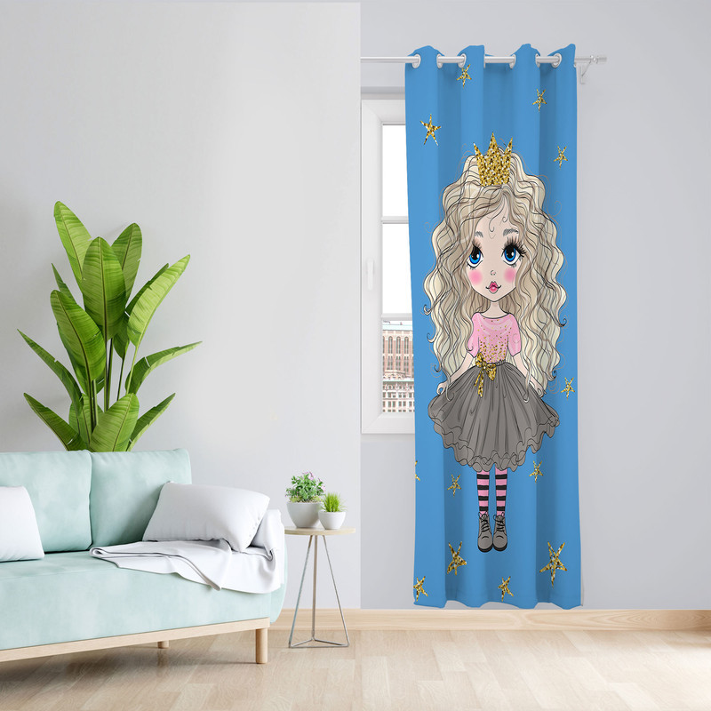 پرده مدل دخترانه مخمل پانچی کد 1003 سایز 140x280 سانتی متر