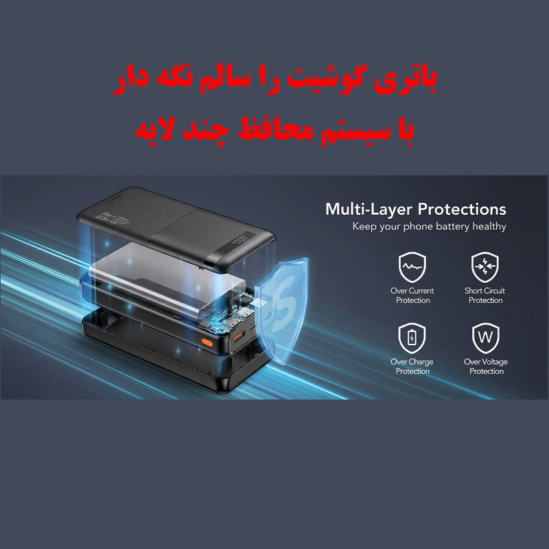 پاوربانک 22.5 وات ریمکس مدل RPP‑770 ظرفیت 30000 میلی آمپر ساعت