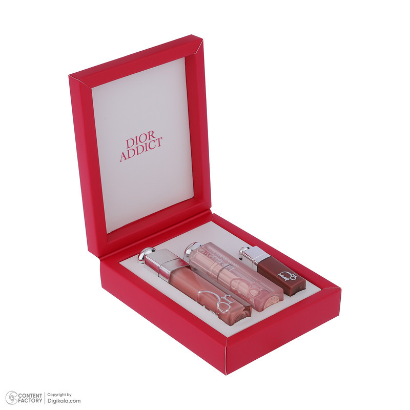 ست بالم و برق لب حجم‌دهنده دیور مدل Addict Trio Gloss آبرسان، دارای عصاره جوجوبا و مناسب پوست لب معمولی، بسته 3 عددی