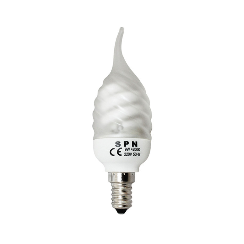 لامپ کم‌مصرف 9 وات اس پی ان مدل torch light پایه E14 بسته 100 عددی