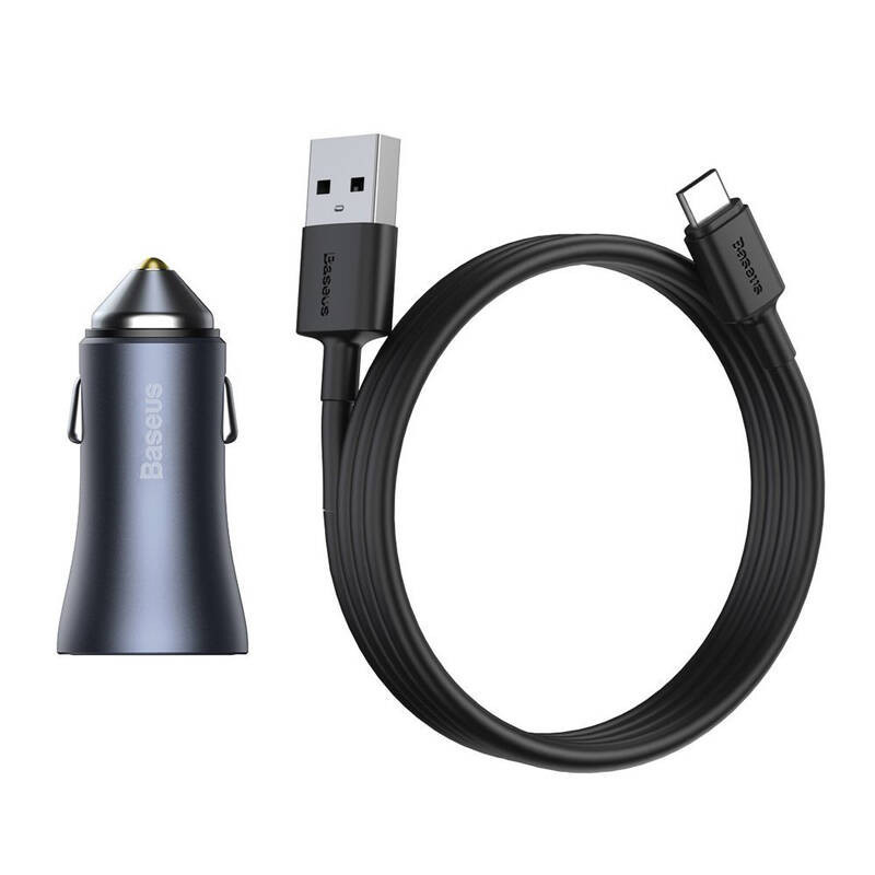 شارژر فندکی باسئوس مدل Golden Contactor Pro به همراه کابل تبدیل USB-C