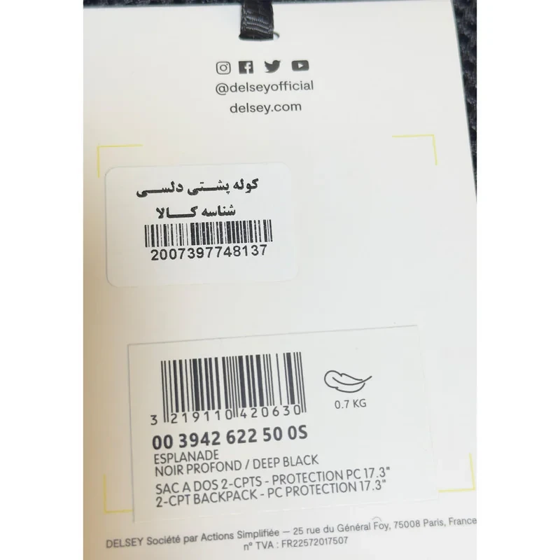 کوله پشتی لپ تاپ دلسی مدل ESPLAINADE کد 394262250 مناسب برای لپ تاپ 16 تا 17 اینچی