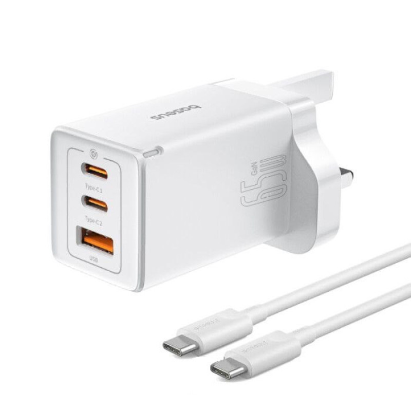 شارژر دیواری 65 وات بیسوس مدل CCGAN65UK به همراه کابل USB-C