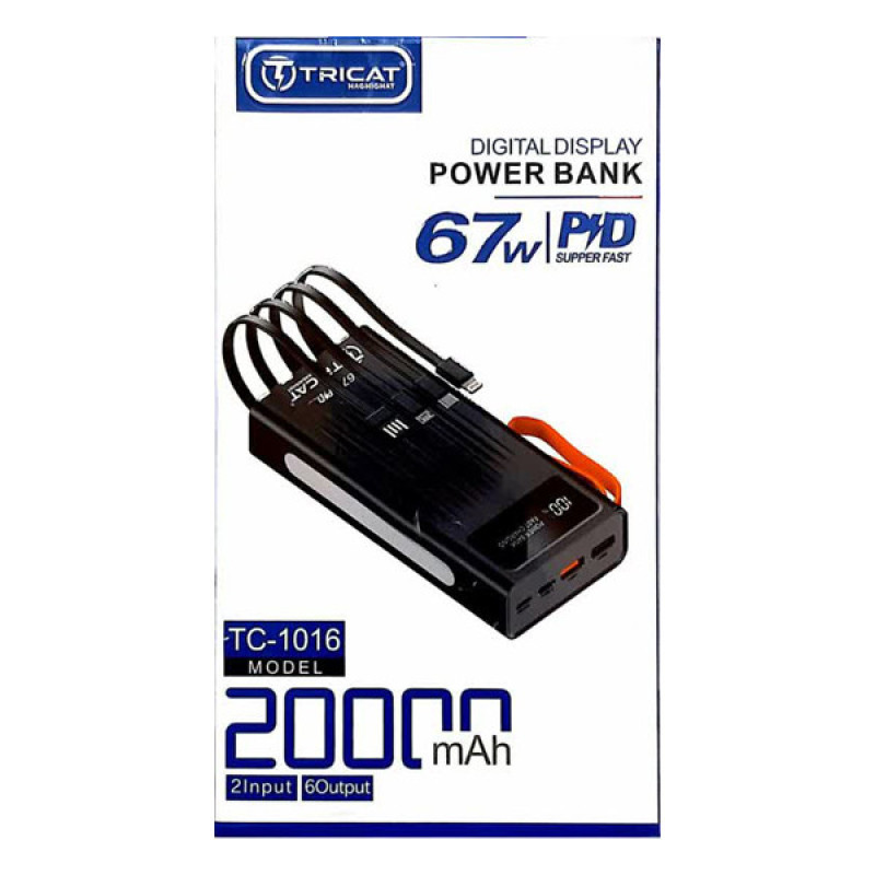 پاوربانک تریکت مدل TC-1016 ظرفیت 20000 میلی آمپر ساعت