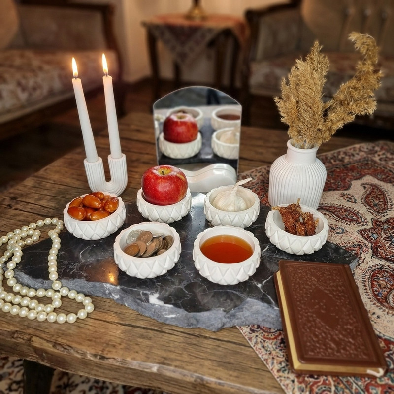 مجموعه ظروف هفت سین 9 پارچه مدل ستاره کد 01