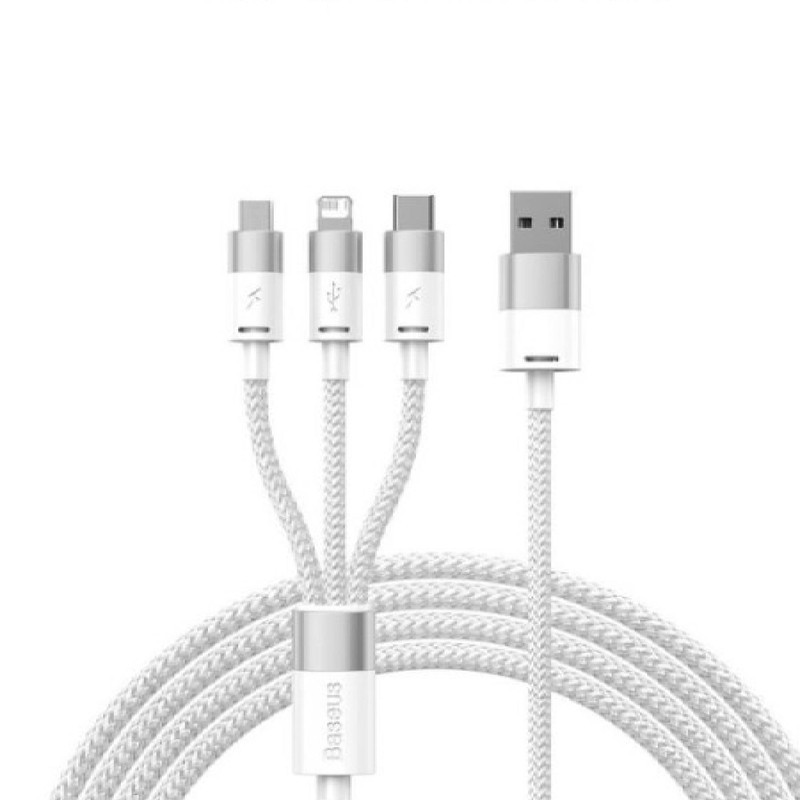 کابل تبدیل USB به لایتنینگUSB-CmicroUSB باسئوس مدل Star Speed طول 1.2 متر