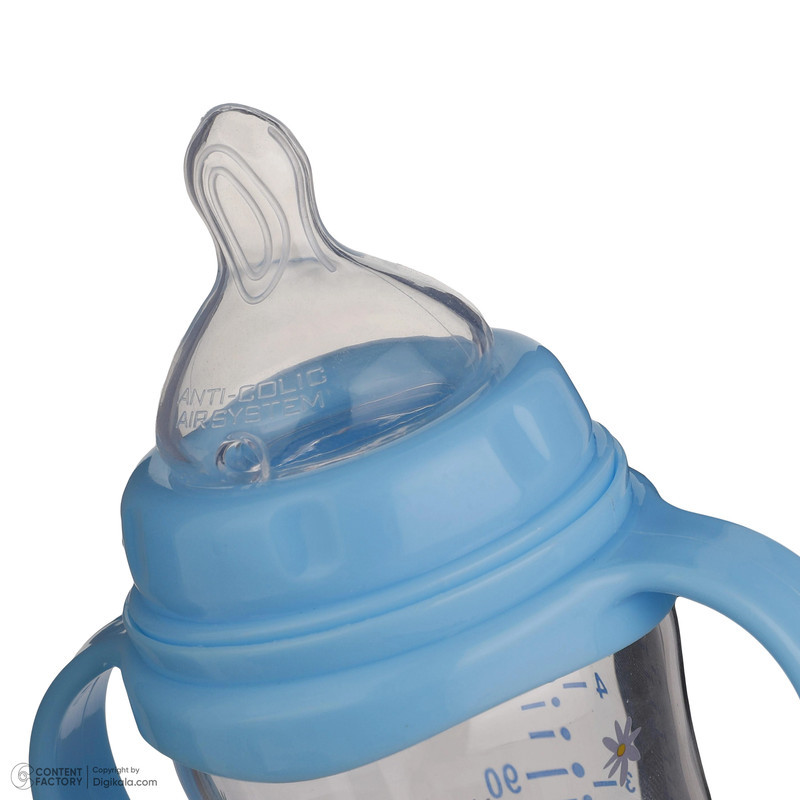 شیشه شیر بیبی لند مدل دهانه عریض ارتودنسی پیرکس دسته دار کد 05454 گنجایش 150 میلی لیتر
