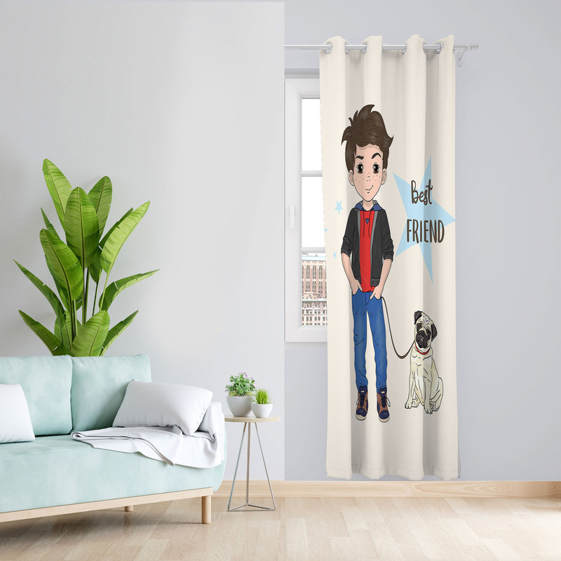 پرده مدل اتاق کودک مخمل پانچی طرح پسرانه کد 4694 سایز 140x280 سانتی متر