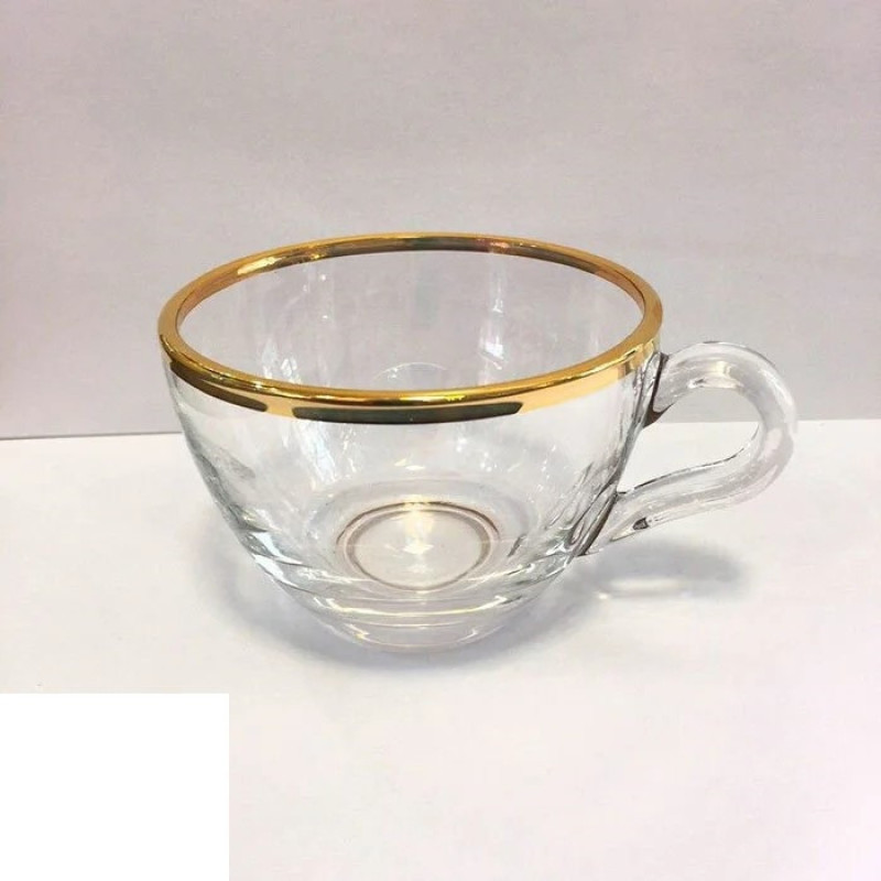 فنجان پاشاباغچه مدل باسیک لب طلا کد 55161 بسته شش عددی